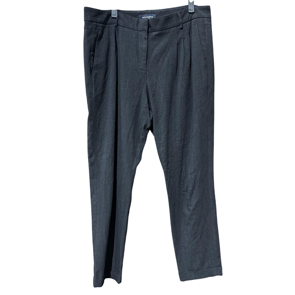 Piazza Sempione Pants Womens IT 46 US 12 Black Wool Blend‎ Pleated Italy Dressy